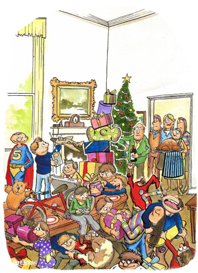 The grandchildren arrive- Christmas card (Pack of 10)