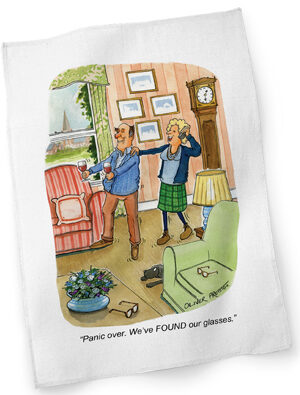 'Found Our Glasses' tea towel